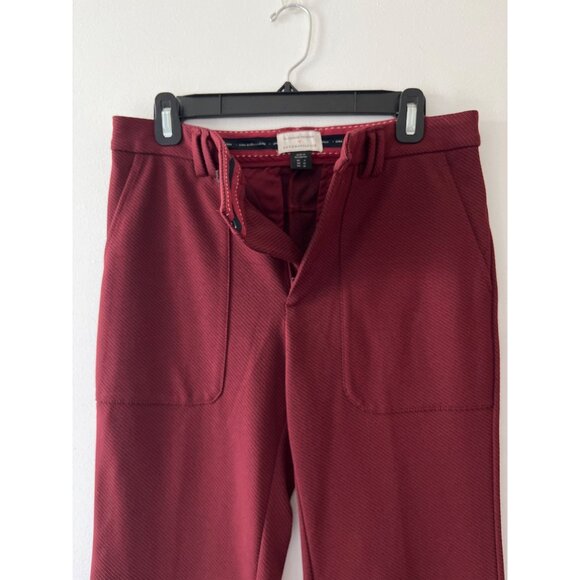 Anthropologie The Essential Trouser Red Black Textured Stripe Bootcut Pockets 6 - Picture 5 of 11